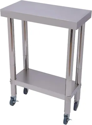 Productafbeelding van RVS werkbank, 60x30x85 cm, met 4 wielen, draagvermogen 300 kg. Tafel voor keuken, restaurant, bakkerij, thuisgebruik. Geschikt als snijtafel