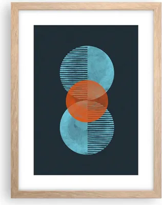 Produktbild von Gerahmtes Poster - Rahmen in heller Eiche - Abstraktion Räder Gürtel - 30x40 cm - Wand Bild - Wanddeko - Wandbilder - Kunstposter - Wandposter - Bilderrahmen - Bilder - Kunstdruck - P2NPA30x40-4670