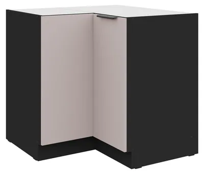 Produktbild von Küchen Eckunterschrank 90x90 cm Küche ARONA Kaschmir beige matt + Schwarz matt Küchenzeile Küchenblock Einbauküche