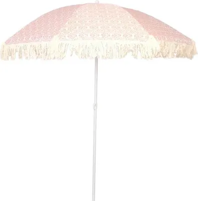 Obrázok produktu pre Plážový a záhradný slnečník 176 cm so strapcami - červený - Retro slnečník na záhradu a dovolenku
