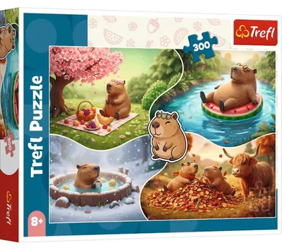 Image de Puzzle de 300 pièces « Les quatre saisons avec des capybaras » - Trefl