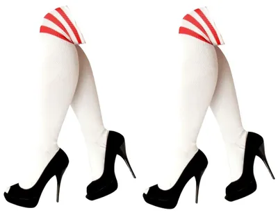 Produktbild von krautwear® Damen Mädchen Kinder 2 Paar Cheerleader Kniestrümpfe Gestreift mit 3 Streifen Gestreifte Overknees Geringelte Strümpfe Socks bunt (w/r)