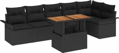 Immagine prodotto di Set Divano da Giardino con archiviazione 7 pcs Nero Poly Rattan