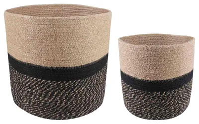 Produktbild von Pflanztopfsatz 2 pcs Natürlich und Schwarz Ø 28 x 28 cm
