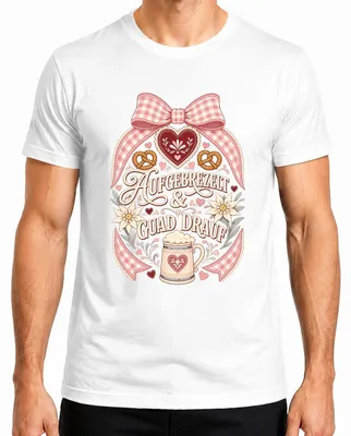 Obrázok produktu pre Tričko s motívom Oktoberfestu, štýl tradičného nemeckého oblečenia, model "Lederhose", pánske, biela farba, veľkosť S
