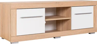 Produktbild von TV-Unterschrank Madryn 06, Farbe: Eiche Sonoma / Weiß Hochglanz - 50 x 138 x 40 cm (H x B x T)