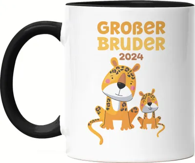 Produktbild von Großer Bruder 2024 Tasse Schwarz Löwen Liebe Bruderliebe Family Geborgenheit Zusammenhalt Retter