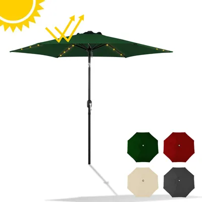 Zdjęcie produktu dla Parasol Hengda Ø350 cm z oświetleniem LED, obracany o 360°, parasol tarasowy, parasol rynkowy, parasol plażowy – z oświetleniem LED – zielony