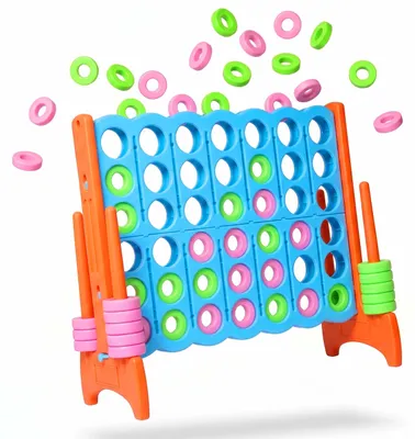 Produktbild von Relaxdays Vier Gewinnt XXL, outdoor, Kinder & Erwachsene, HBT 110x120x55cm, Vier in einer Reihe, PP, hellblau/orange