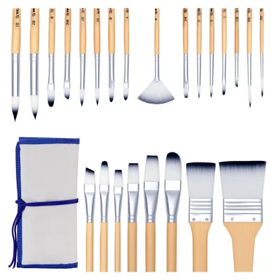 Produktbild von Acrylfarben Pinselset mit 24 Künstlerpinseln und Aufbewahrungstasche