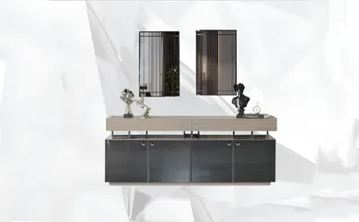 Productafbeelding van Zijtafel met spiegel, dressoir, set, kast, modern, commode, grijs