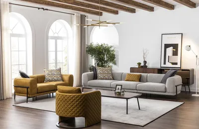 Zdjęcie produktu dla Zestaw sof Sofa ze sztucznej skóry 321-osobowa Nowoczesny żółty zestaw foteli