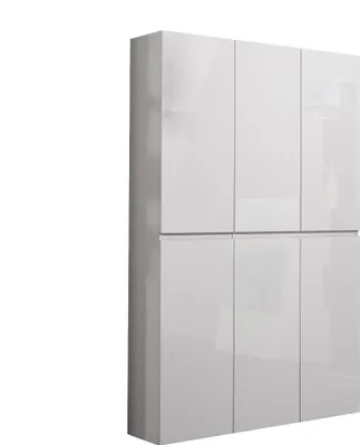 Produktbild von Schuhschrank Ddomingue, Schuhregal, Mehrzweck-Eingangsgarderobe, Möbel für Schuhe,  Italy, 122x34h200 cm, Glänzendes Weiß