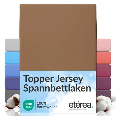 Immagine prodotto di Lenzuolo con angoli in jersey Etérea Topper 200x220 cm – 100% cotone, indeformabile e di facile manutenzione - Moka