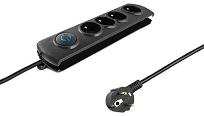 Image de Qoltec 50104 Limiteur de tension 4 prises ac 230 v noir 1,5 m