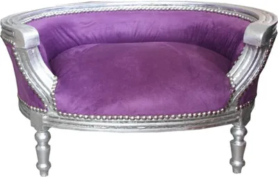 Produktbild von Barock Hunde & Katzen Sofa Lila /Silber Hundebett & Katzenbett