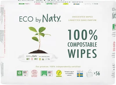 Produktbild von ECO Feuchttücher Naty unparfümiert - für empfindliche Haut - vorteilhafte Verpackung (3 x 56 Stück)