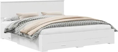 Zdjęcie produktu dla vidaXL Rama łóżka z wezgłowiem biała 180 x 200 cm materiał drewnopochodny