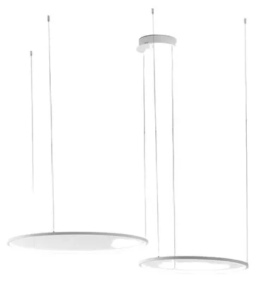 Imagen del producto de ERIKA S/2D, lámpara colgante LED de 80 W, 3700 lúmenes, 3000 K, regulable, con regulación de fase y pulsador, carcasa de aluminio y silicona blanca - Gealuce