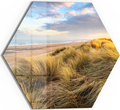 Produktbild von DEQORI Glasbild Echtglas 40x35 cm 'Dünen am Meer' Wandbild Bild modern Deko