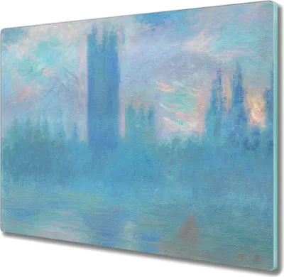 Produktbild von Coloray Hackbrett Küchenbrett Kochplattenabdeckung Schneidebrett Herdabdeckplatte 60x52 cm - Monet Häuser des Parlaments