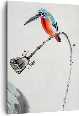 Produktbild von Bild auf Leinwand - Leinwandbild - Einteilig - Libelle Vogel Blume - 50x70cm - Wand Bild - Wanddeko - Wandbilder - Leinwanddruck - Wanddekoration - Leinwand bilder - Wandbild - PA50x70-4361