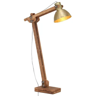 Zdjęcie produktu dla vidaXL Lampa podłogowa mosiądz lite drewno mango E27