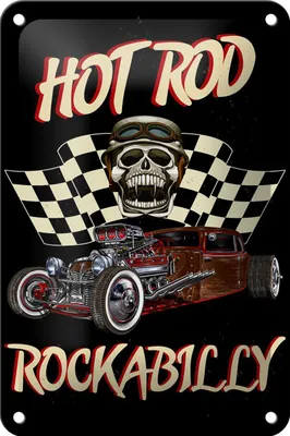 Produktbild von Blechschild Auto 12x18cm hot rod rockabilly