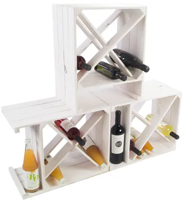 Produktbild von 3er Set Weinregal "X" weiß Weinschrank Weinaufbewahrung Flaschenregal