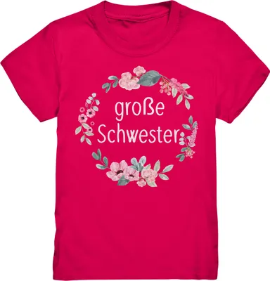 Produktbild von Große Schwester T-Shirt Blumenkranz Große Schwester Geschenk – Sorbet / 134/146 (9-11)