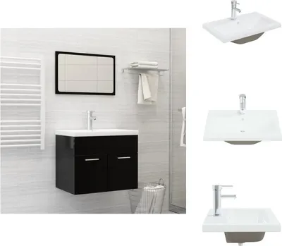 Produktbild von vidaXL Einbauwaschbecken mit Wasserhahn 61x39x18 cm Keramik Weiß -  Badezimmer-Waschbecken