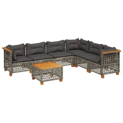 Produktbild von vidaXL 7-tlg. Garten-Sofagarnitur mit Kissen Grau Poly Rattan
