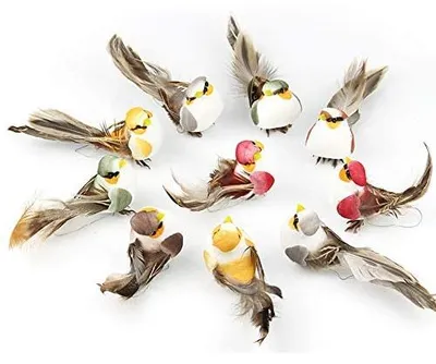 Schaumstoffvögel mit Clip, 12 Stk., 10,5 cm, bunt, für Deko