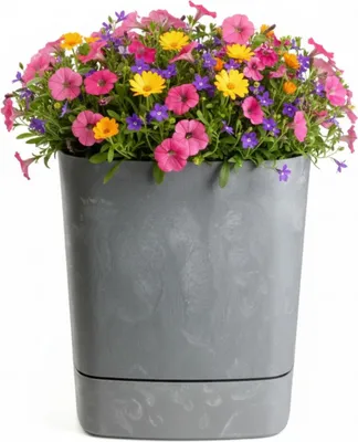 Produktbild von HowHomely | Pflanzgefäß - Blumentopf mit Untersetzer - Betonstruktur- 30 x 30 cm - aus Recyclingmaterial - Übertopf - Praktisch