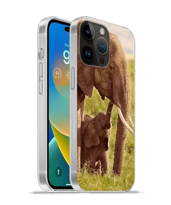 Produktbild von MuchoWow® Handyhülle Schutzhülle Hülle für Apple iPhone 14 Pro - Softcase Elefant - Gras - Jung - Rüssel Silikon Softcase Handy Hülle - Umschlag