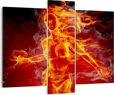 Produktbild von Bild auf Leinwand - Leinwandbild - Frau Flammen Illustration - 95x80cm - Wand Bild - Wanddeko - Leinwanddruck - Bilder - Kunstdruck - Wanddekoration - Leinwand bilder - Wandkunst - CB95x80-0222