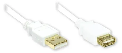 Obrázek produktu pro Alcasa USB 2.0 AM/AF 2m, 1,8 m, USB A, USB A, USB 2.0, Samec/samice, Bílá