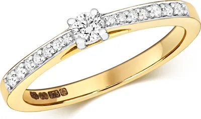 Produktbild von Funkelndes Feuer 9 Karat (375) Gold Damen - Diamant Solitärring Brillant-Schliff 0.22 Karat H - I1, 55 (17.5); TRS320929KYRSO