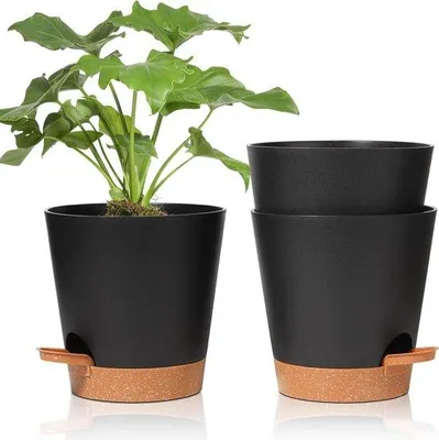 Immagine prodotto di Set di piccoli vasi da fiori neri in plastica