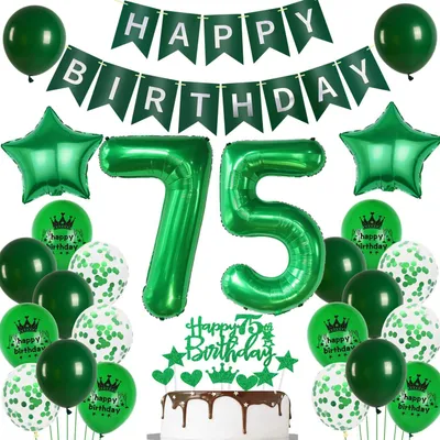 75. Geburtstag Ballon-Deko-Set Grün, 28-teilig