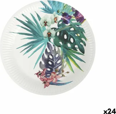 Obrázok produktu pre Sada jednorazových tanierov algon jednorazový kartón tropický 8 ks 23 cm (24 ks)