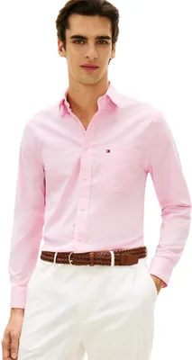 Zdjęcie produktu dla Koszulka męska Tommy Hilfiger, model Light Oxford, jednolita, z domieszką Elasthanu, kolor różowy (Rose Petal), rozmiar M