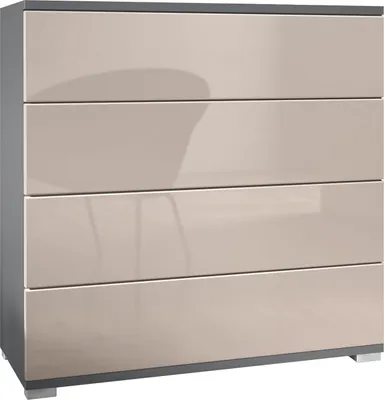 Produktbild von Vladon Kommode Pavos V3, Sideboard mit 4 Schubladen Anthrazit matt/Sandgrau Hochglanz (76 x 76 x 35 cm)