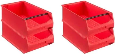 Produktbild von SuperSparSet 4x Rote Sichtlagerbox 5.1 mit Griffstange | HxBxT 20x30x50cm | 21,8 Liter | Sichtlagerbehälter, Sichtlagerkasten, Sichtlagerkastensortiment, Sortierbehälter