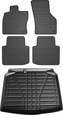 Zdjęcie produktu dla Zestaw dywaników podłogowych i wykładziny bagażnika do Skody Fabia hatchback 2007-2014 guma 5x