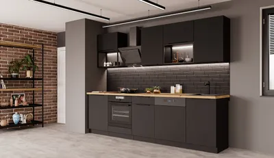 Produktbild von Küche SIENA BASIC LOFT 280 cm Küchenzeile Küchenblock Einbauküche Schwarz matt