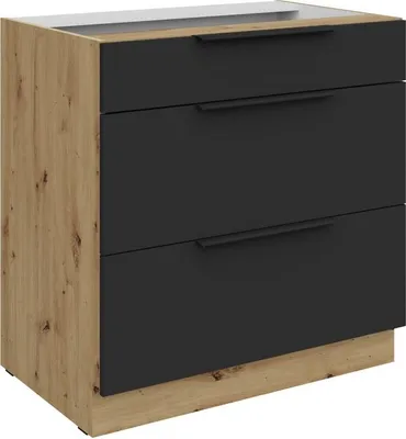 Obrázok produktu pre Dolná šuplíková skrinka LUNARA - šírka 80 cm, čierna / dub artisan