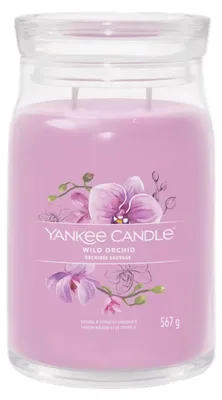 Imagen del producto de Vela Yankee Candle, aroma Wild Orchid, formato cilíndrico, color violeta, fragancia de orquídea, duración de 90 horas, unidad: 1