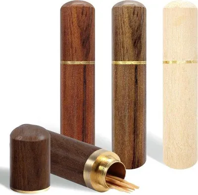 Image de Lot de 4 porte-cure-dents avec boîte en bois