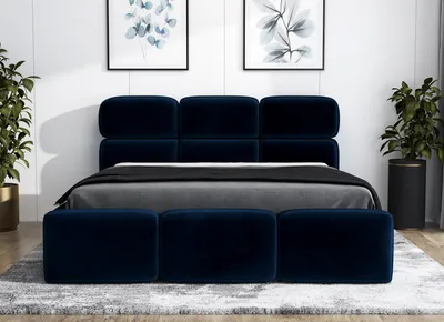 Produktbild von Polsterbett MAROKO -OM 180 x 200 mit Bettkasten. Farbe: Blau